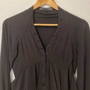 Balenciaga Silk black blouse with button detail. Size 38. 100% silk